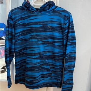 Puma Boys Blue & Black Patterned Hoodie Sweatshirt